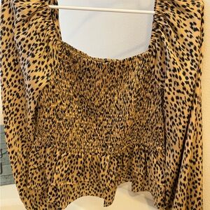 Mittoshop Leopard Print Smocked Blouse